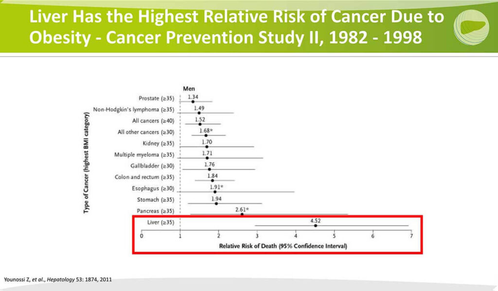 Livers Has the Highest Relative Risk of Cancer Due to Obesity